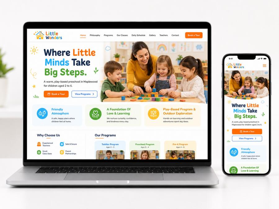 Education website displayed on laptop and phone